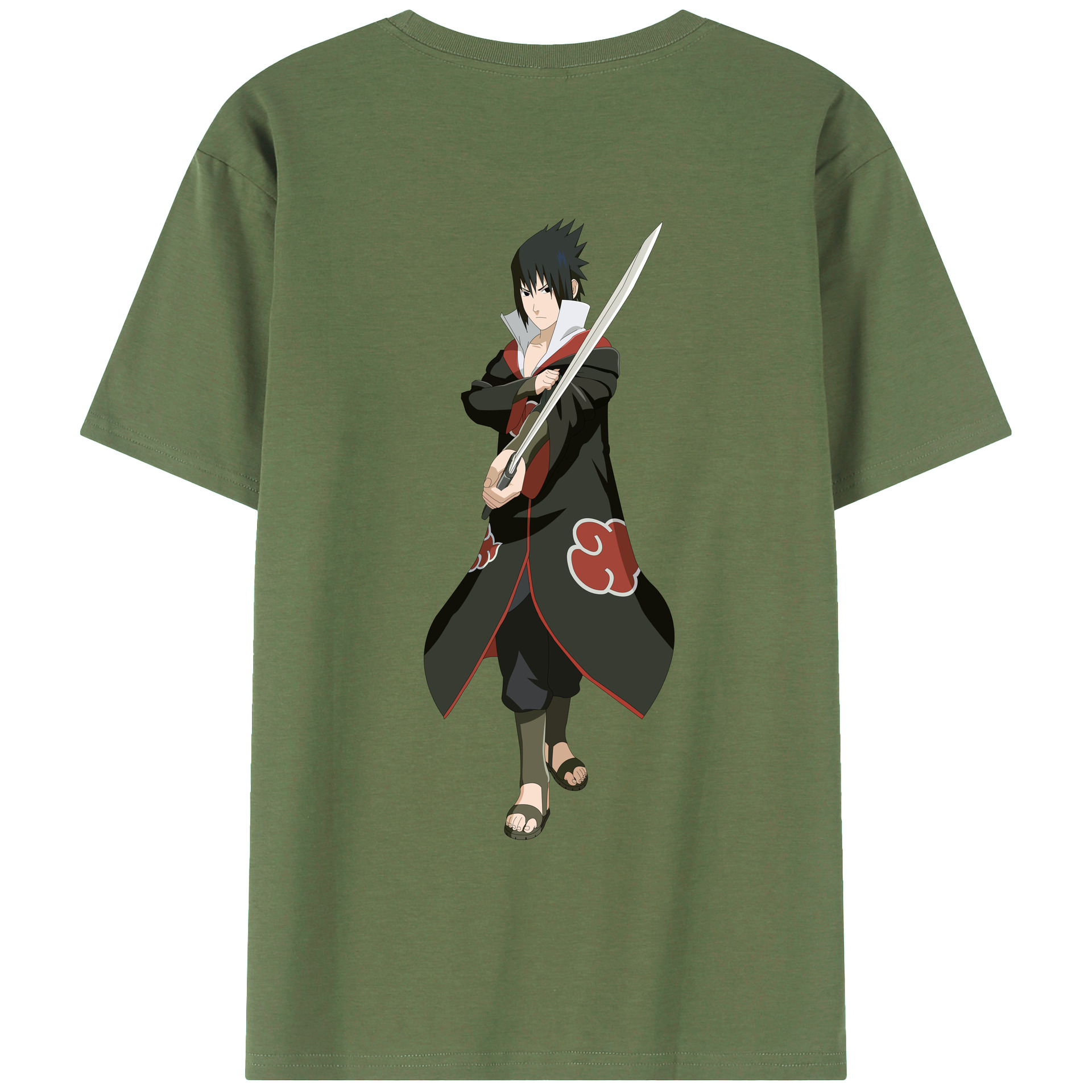 （画像用） NARUTO -ナルト- うちは サスケ Uchiha Sasuke 綿100％ メンズ半袖Tシャツ（バックプリント） 通気性